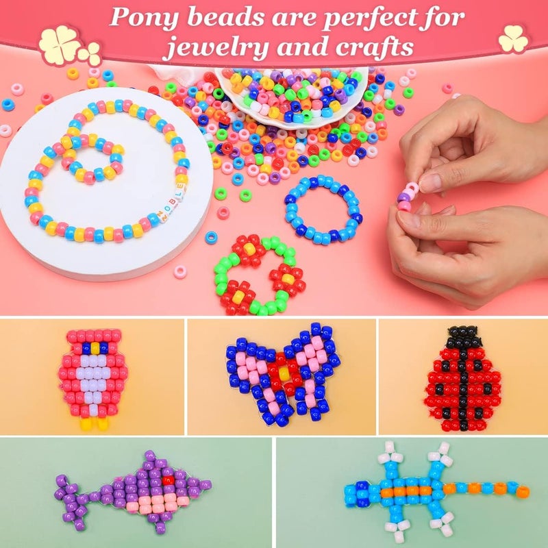 Eppingwin 1000+ pcs Pony Beads, Multi-Colored Bracelet Beads for Hair Braids, Plastic Bead for Crafts (Medium Pack, Classic)… - Image 3